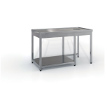 Επαγγελματικό ανοξείδωτο τραπέζι ακαθάρτων σκαφωτό με τρύπα 220X70X87 εκ ID-TR.A220