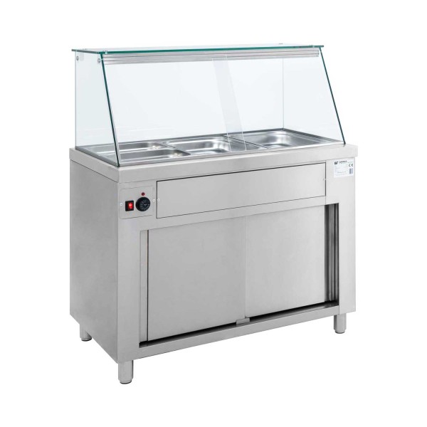 Μπέν μαρί βιτρίνα επιδαπέδιο με αποθήκη 138x70x130 εκ BM-MD138