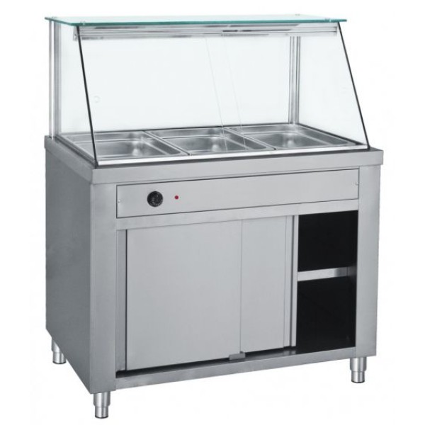 Μπέν μαρί βιτρίνα επιδαπέδιο με αποθήκη 106x70x130 εκ BM-MD106