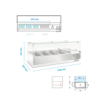 Ψυγείο σαλατών επιτραπέζιο για 3 GN 1/3 & 1 GN 1/2 120X39,5X22.5X(42.7)εκ RWX 1200