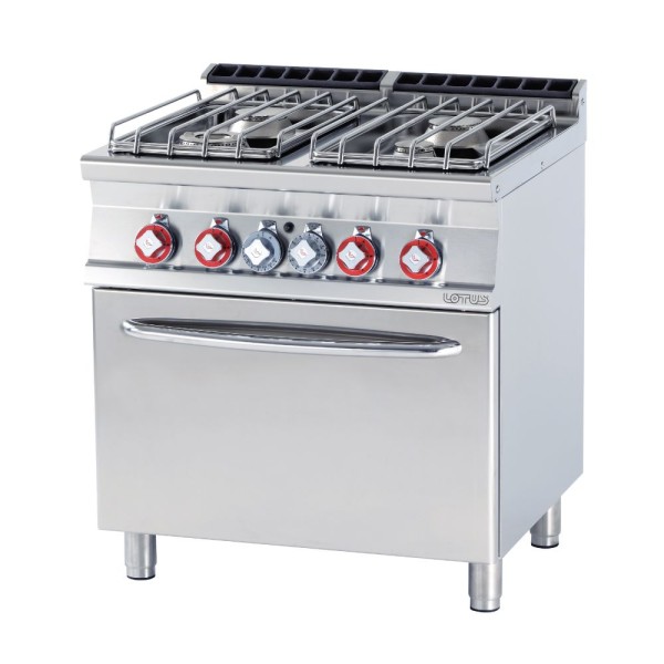 Κουζίνα αερίου lotus 4 εστιών με φούρνο ηλεκτρικό στατικό επιδαπέδια 80x70.5x90 εκ CF4-78GPE