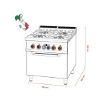 Κουζίνα αερίου 4 εστιών με φούρνο ηλεκτρικό στατικό CF4-98GE