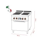 Κουζίνα ηλεκτρική 4 εστιών με φούρνο ηλεκτρικό αερόθερμο CFVQ4-98ET