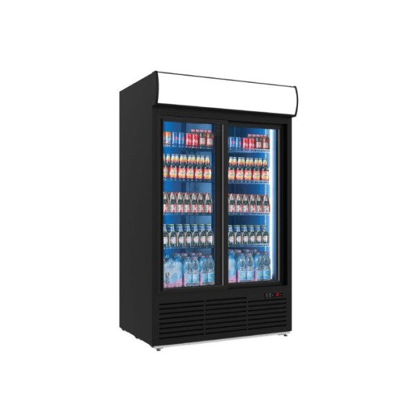 Ψυγείο αναψυκτικών με 2 συρόμενες πόρτες συντήρηση επιδαπέδιο 120x84x200 S1300 SC DD BLACK