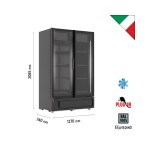 Βιτρίνα συντήρησης διπλή με ανοιγόμενες πόρτες 1215 lt MILANO 1270 BLK