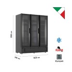 Βιτρίνα συντήρησης τριπλή με ανοιγόμενες πόρτες 1560 lt MILANO 1620 BLK