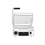 Τοστιέρα Large ραβδωτή πάνω & κάτω 16020